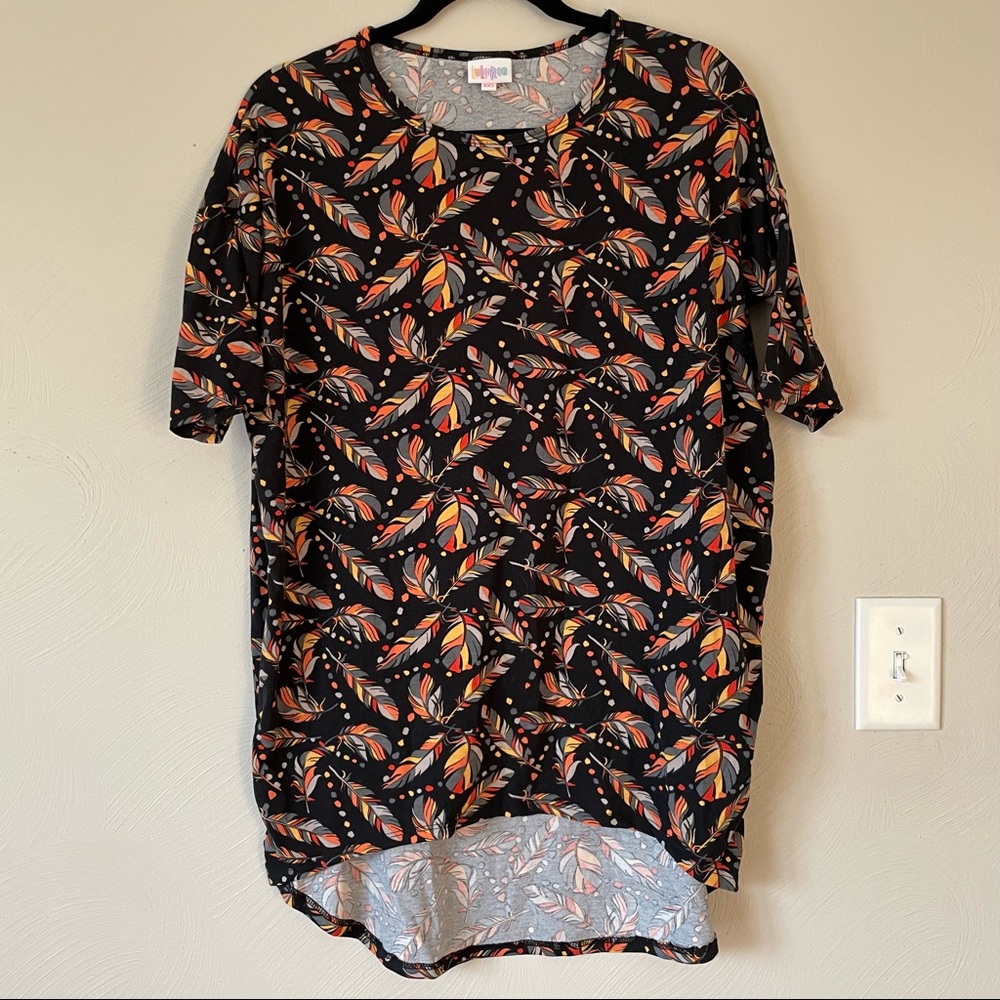 LuLaRoe Black Feather Irma Tunic Size XXS